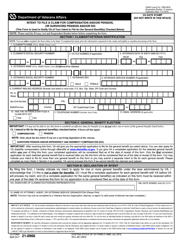  Va Form 21 0966 2017