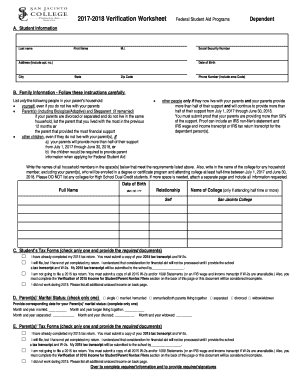  Verification Worksheet Sanjac 2017