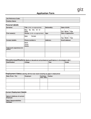 Giz Application Form