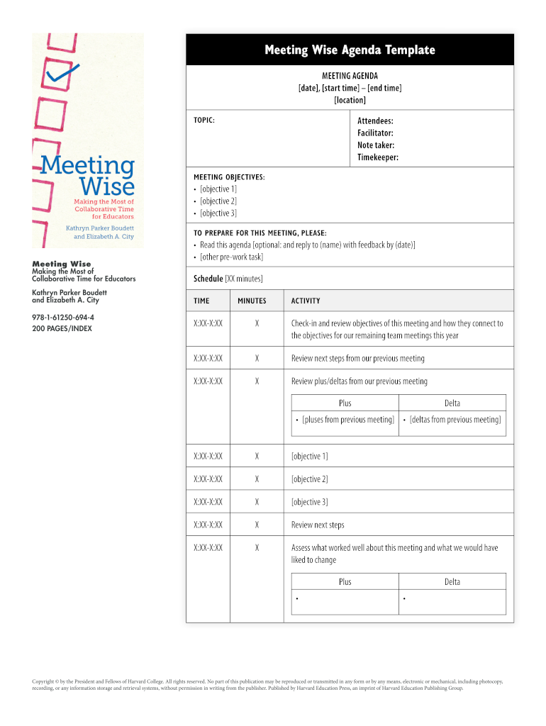 Meeting Wise Agenda Template  Form