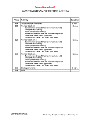 Mastermind Agenda PDF  Form