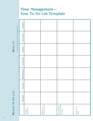 Time Management Your to Do List Template Wm  Form