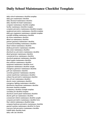 School Maintenance Checklist  Form