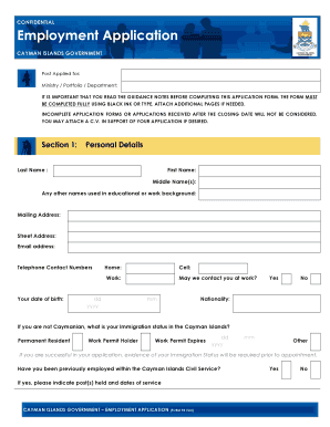 Cayman Islands Government Job Application Form