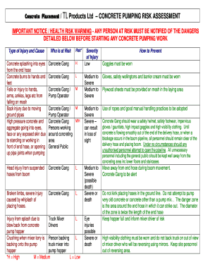 Concrete Pump Risk Assessment  Form