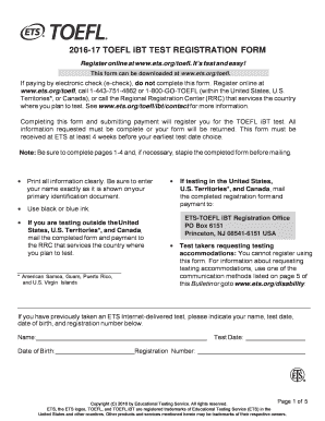 Toefl Registration Form