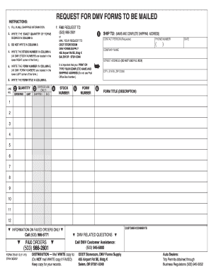  735 6110 Request for DMV Forms to Be Mailed Odot State or 2020