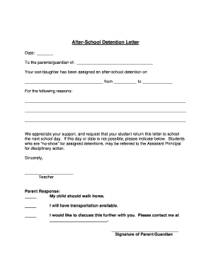 homework detention letter