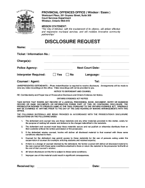  Disclosure Request City of Windsor 2016