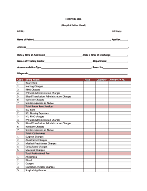 Hospital Bill Format