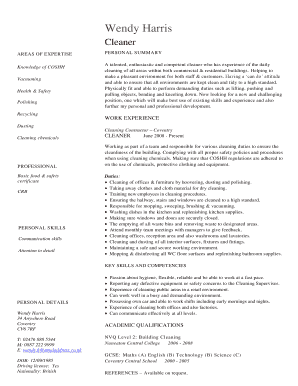 Cv of Cleaner  Form