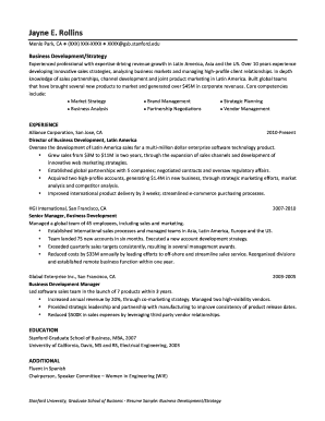 Stanford Resume Template  Form