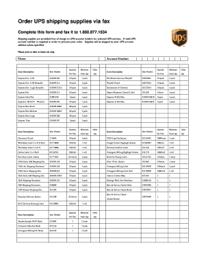 Ups Shipping Supplies Order Form