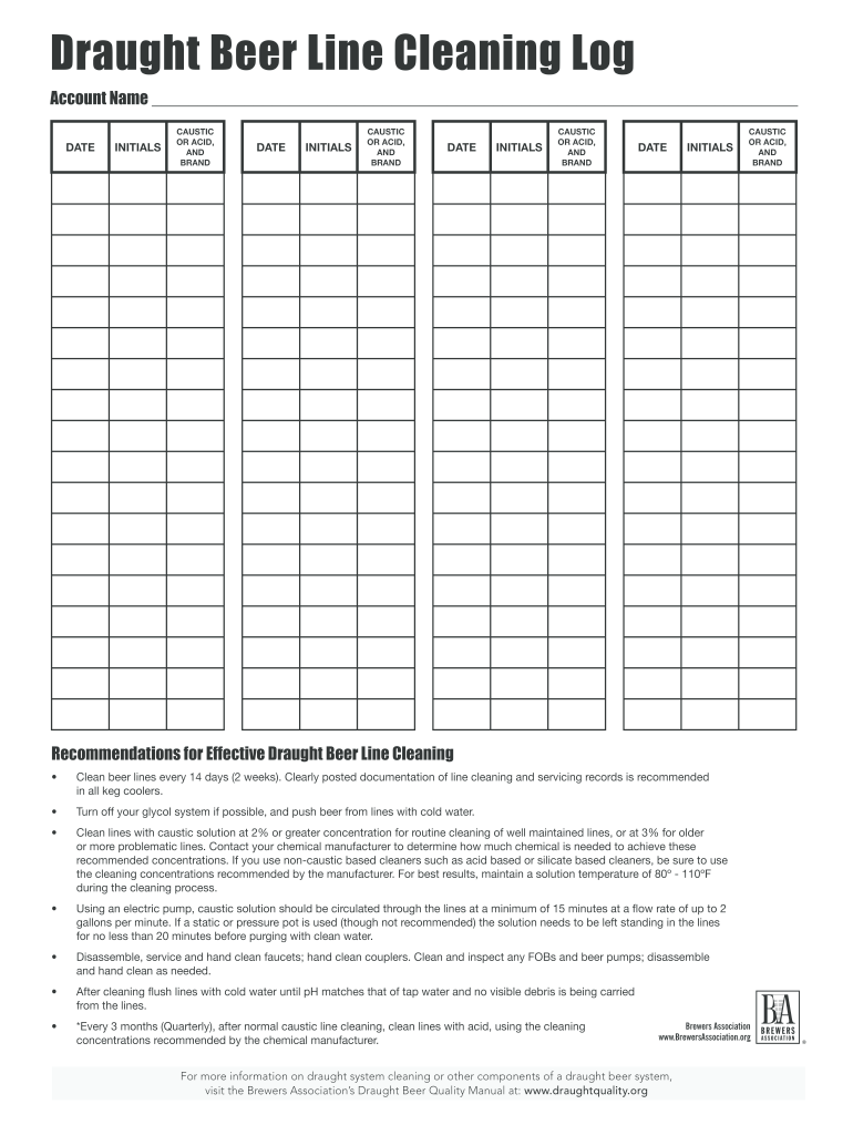 Cleaning Log  Form