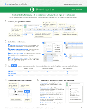 Google Sheets Cheat Sheet PDF  Form