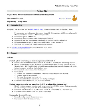 Project Management Plan Example Mngeo State Mn  Form