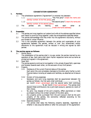 Cohabitation Agreement  Form