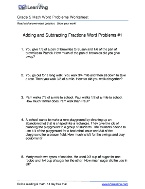 Grade 5 Word Problems PDF  Form