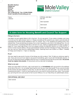 Mole Valley Housing Benefit  Form