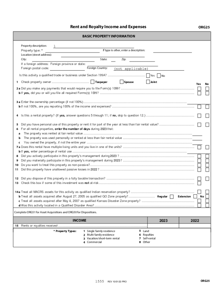  Rent and Royalty Income and Expenses ORG25 BASIC P 2023-2024