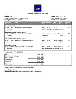 Electronic Ticket Itinerary and Receipt  Form