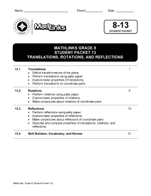 Mathlinks 8 Answer Key PDF  Form