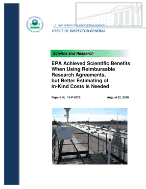 EPA Achieved Scientific Benefits When Using Reimbursable Research Agreements, but Better Estimating of in Kind Costs is Needed 1  Form