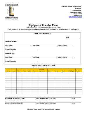 Equipment Transfer Form Leeschoolsk12 Org