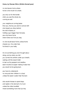 Warsan Shire Poems PDF  Form
