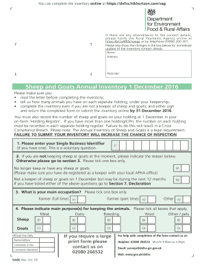 You Can Complete the Inventory Online at Httpsdefra Nationalsheep Org  Form