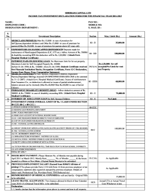 Investment Declaration Form