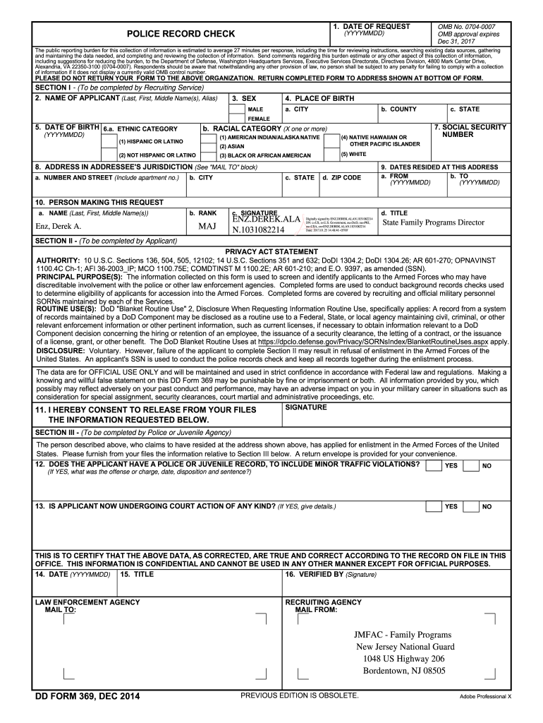  Dd Form 369 2014