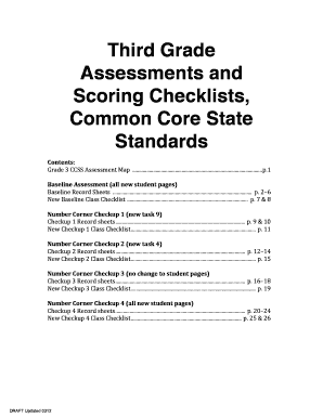 Third Grade Assessments and Scoring Checklists, Common Core  Form