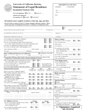 Statement Legal Residence  Form