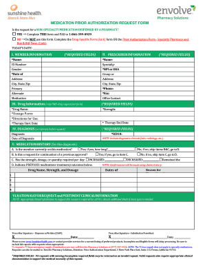 Medication Prior Authorization Request Form