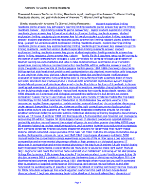 Limiting Reactants Gizmo Answer Key PDF  Form