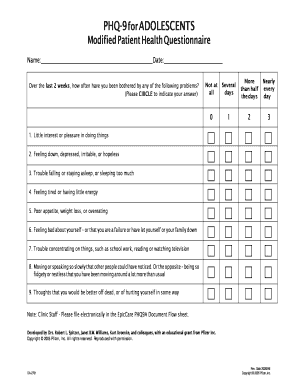 Adolescent Mental Health Questionnaire PDF  Form
