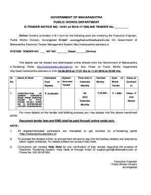 Pwd Tender  Form