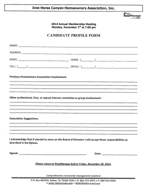 Candidate Profile Form
