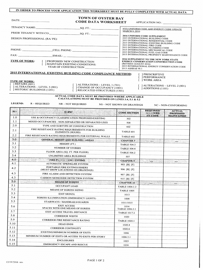 Data Code Worksheet  Form