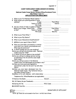 Ncc Enrollment Form