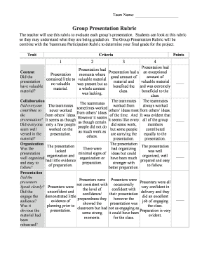 Group Presentation Rubric PBL101  Form