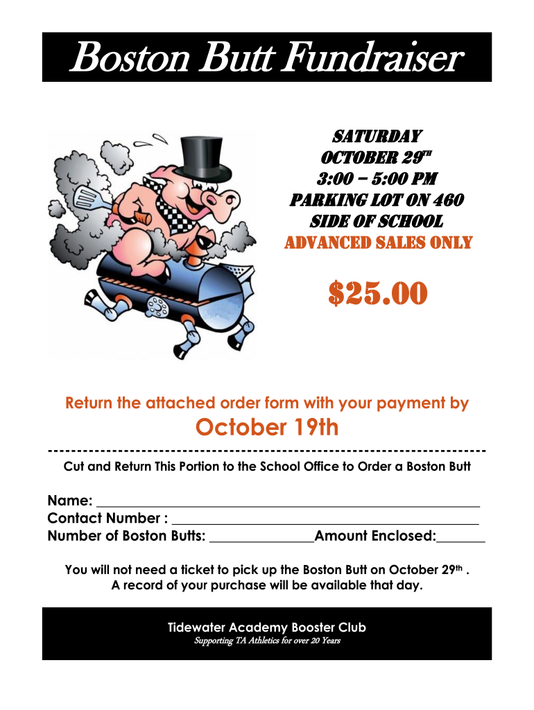 Boston Butt Fundraiser Flyer Template  Form