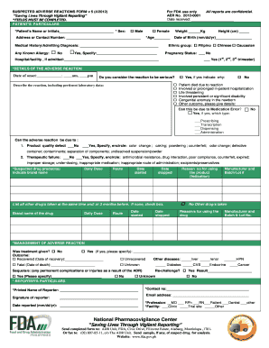 Suspected Adverse Reaction Form Food and Drug Administration