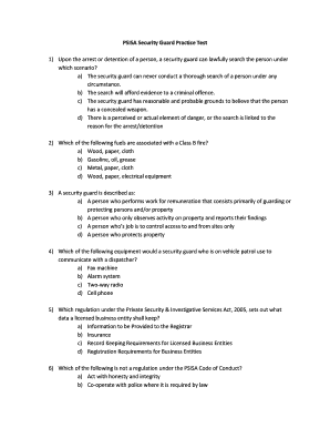 Security Guard Practice Test Download PDF  Form