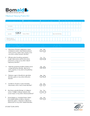 Medical History Form B3 Bomaid Co Bw Bomaid Co