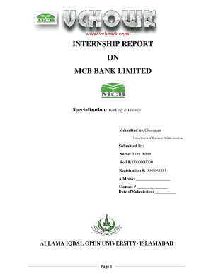 Mcb Internship Report  Form