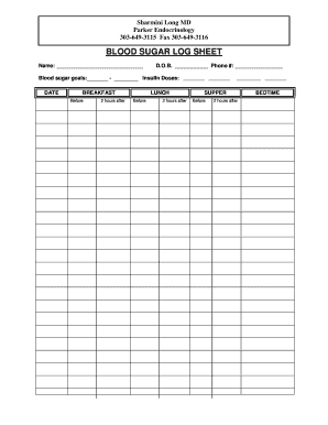 Blood Pressure Log Sheets Printable  Form