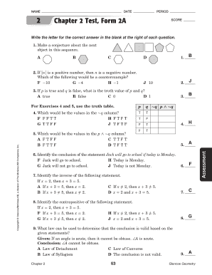 Chapter 2 Test Form 2a