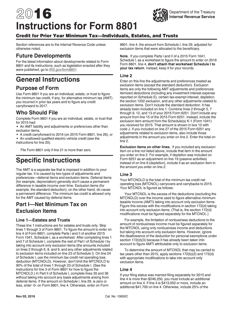  8801 Instructions Form 2016